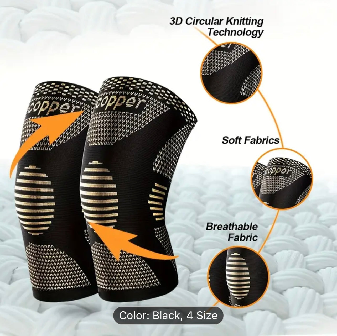 2-Pack COOLFIT Copper Fiber Knit Knee Band